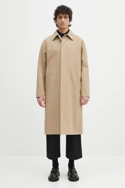 A.P.C. linen blend coat Mac Edouard beige color COGXT.M01549 at PRM US
