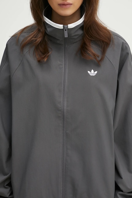 adidas Originals jacket WOVEN TT ZIP women's gray color JY8879 at adidas Originals jacket WOVEN TT ZIP women's gray color JY8879 at