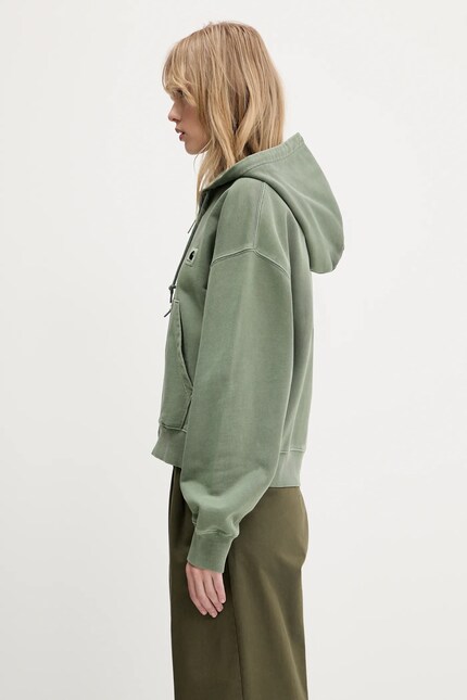Carhartt WIP cotton sweatshirt Hooded Nelson Jacket green color