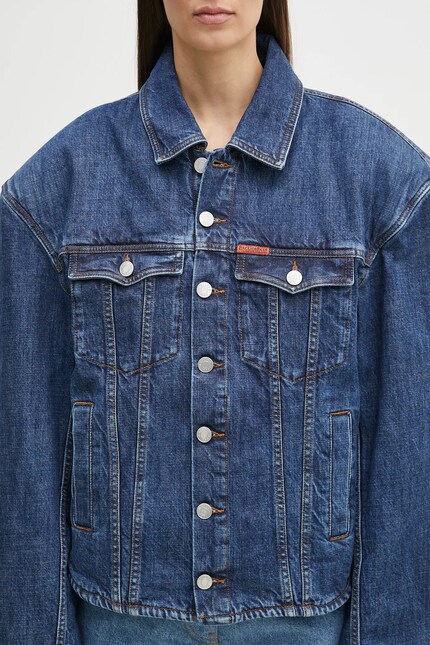 Martine Rose denim jacket Extreme Shoulder Denim navy blue color
