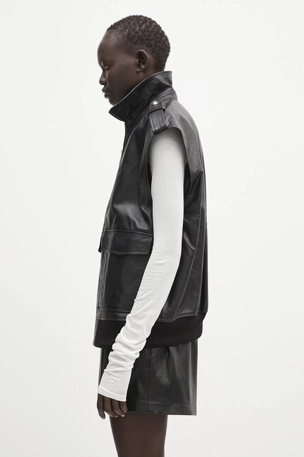 Anine Bing leather vest Sonnie Vest black color A.01.10647 at PRM US
