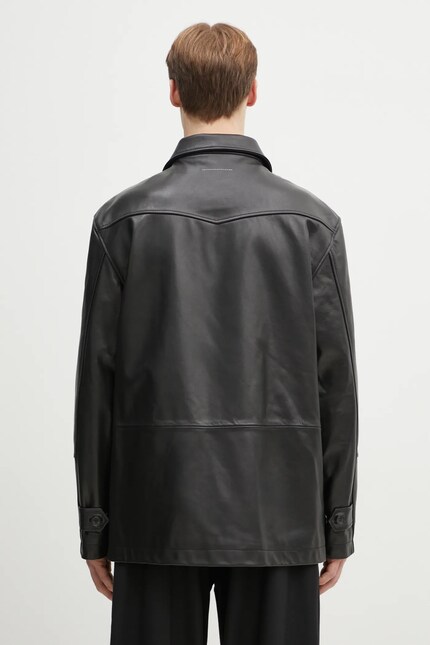 MM6 Maison Margiela leather jacket black color SH0AM0045 at PRM US