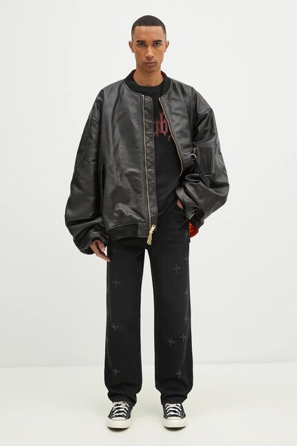 VETEMENTS jacket Oversized Leather Bomber men's black color