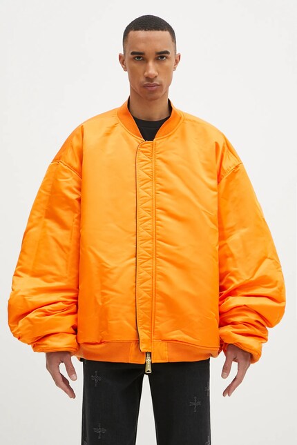 VETEMENTS jacket Oversized Leather Bomber men's black color