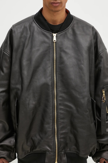 VETEMENTS jacket Oversized Leather Bomber men's black color VETEMENTS jacket Oversized Leather Bomber men's black color