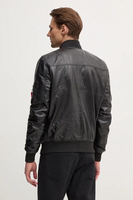 Alpha Industries MA-1 FLIGHT JACKET Ｓ Alpha Industries leather bomber jacket MA-1 Leather men's black
