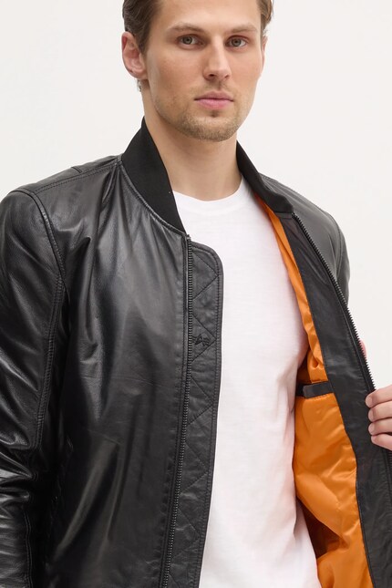 Alpha Industries leather bomber jacket MA-1 Leather men's black