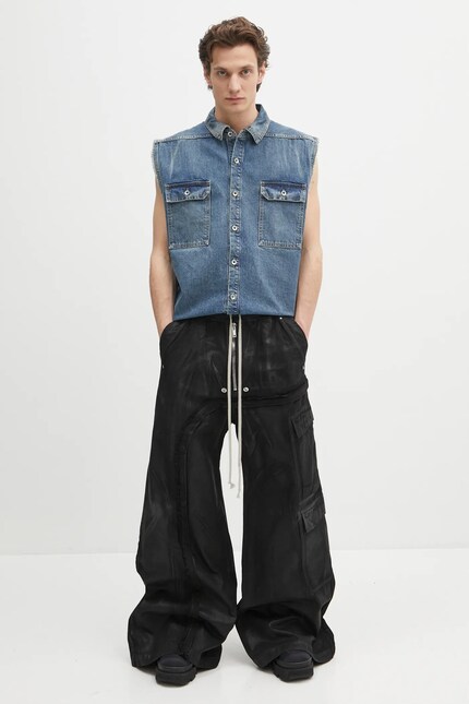 【Rick owens】denim long vest Rick Owens DRKSHDW denim vest Tommy Jumbo Outershirt men's blue