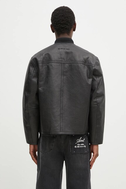 MKI MIYUKI ZOKU leather jacket Shearling Bomber Jacket black color