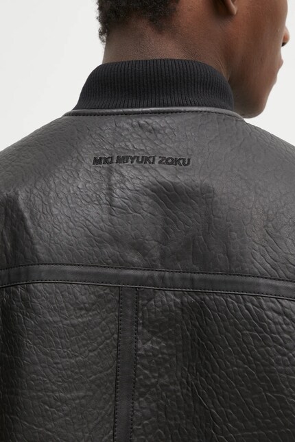 MKI MIYUKI ZOKU leather jacket Shearling Bomber Jacket black color