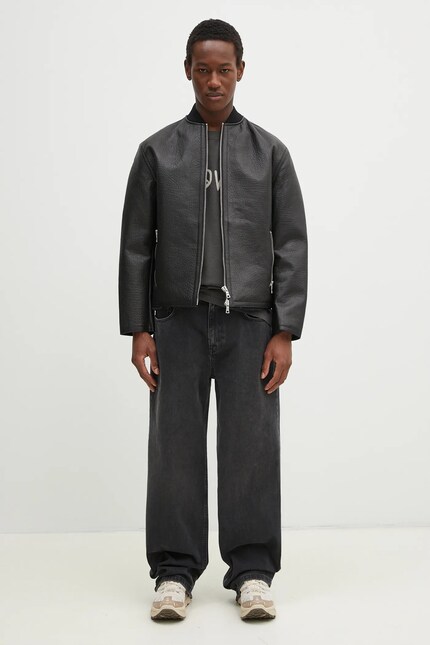 MKI MIYUKI ZOKU leather jacket Shearling Bomber Jacket black color