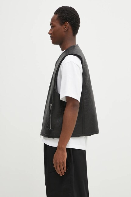 Кожаный жилет MKI MIYUKI ZOKU Shearling Vest мужской цвет чёрный