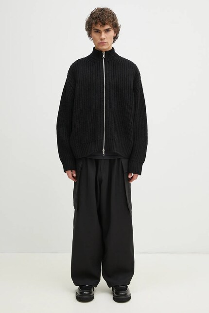 MKI MIYUKI ZOKU wool blend cardigan Chuky Rib Knit Track Jacket PRM EU