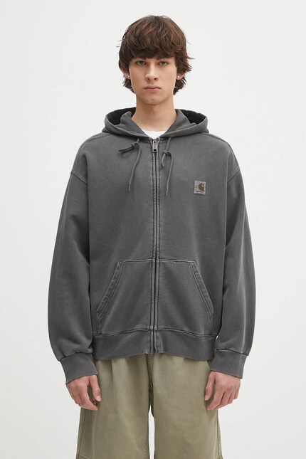 Carhartt WIP cotton sweatshirt Hooded Nelson Jacket gray color