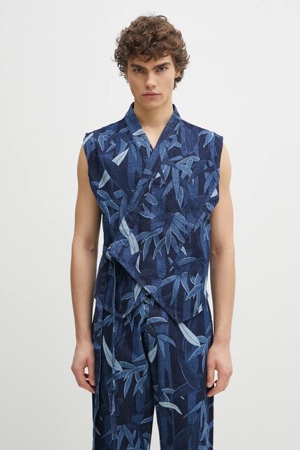 KENZO デニムラップベスト Mサイズ Kenzo denim vest men's navy blue color FF55DV0026P1.DM at PRM US