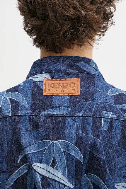 Kenzo denim vest men's navy blue color FF55DV0026P1.DM at PRM US