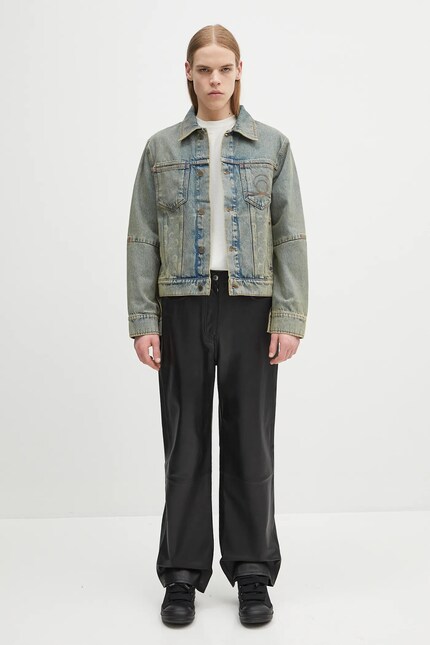 Marine Serre denim jacket Moon Laser Denim Trucker blue color