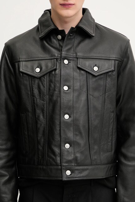 1017 ALYX 9SM leather jacket Leather varsity black color