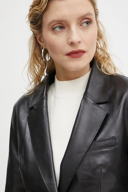 Stand Studio leather blazer Mina black color smooth 66391-7850 at