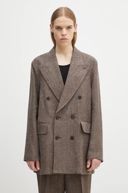 Our Legacy linen blazer Sharp Db Blazer brown color M2250STC at PRM US