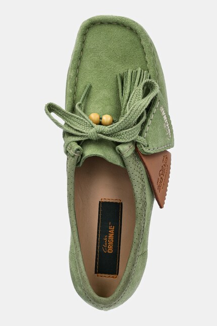 Clarks Originals suede shoes Wallabee women's green color 26180167
