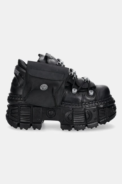 New Rock leather sneakers black color M-OVERZ106NR-C1 at PRM US