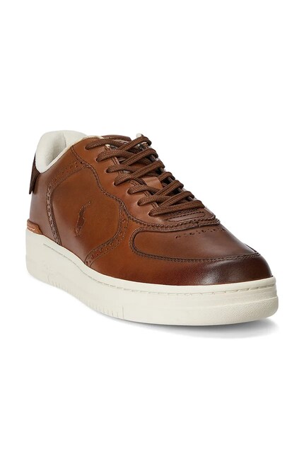 Polo Ralph Lauren leather sneakers Mastr Ct Bro men's brown color