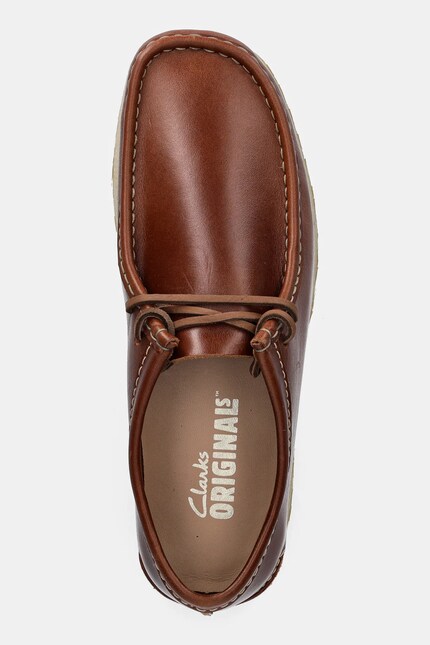 Clarks Originals leather loafers Godney Lace men's brown color Clarks Originals leather loafers Godney Lace men's brown color