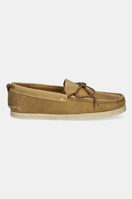 Clarks Originals leather loafers Godney Mocc men's green color