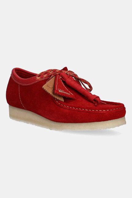 Clarks Originals suede loafers Wallabee men's red color 26180195