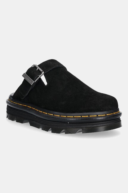 Dr. Martens suede sliders ZebZag Mule Mule black color DM31657001