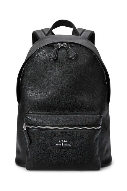 Polo Ralph Lauren leather backpack men's black color smooth
