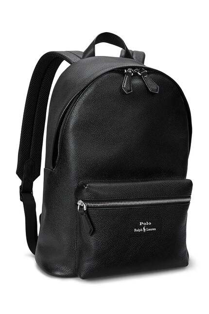 Polo Ralph Lauren leather backpack men's black color smooth