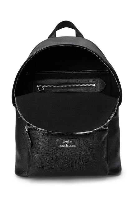 Polo Ralph Lauren leather backpack men's black color smooth