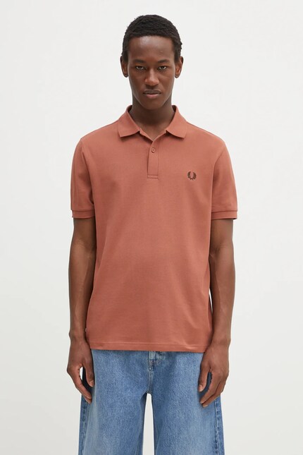 Fred Perry cotton polo shirt men's orange color smooth M6000.Y52