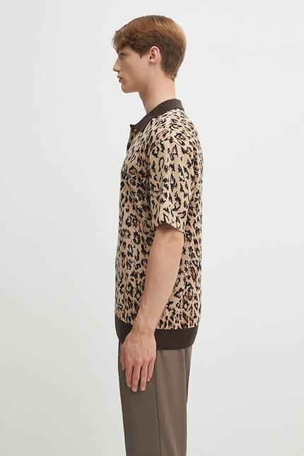 Wacko Maria cotton polo shirt LEOPARD KNIT POLO SHIRT ( TYPE-1