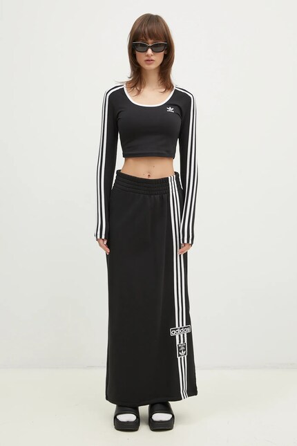 adidas Originals cotton skirt MAXI SKIRT black color JC8538 at PRM US