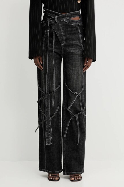 Ottolinger ブラックシグネチャラップジーンズ Ottolinger jeans. Strappy Signature Wrap 117.202617.01 at PRM US