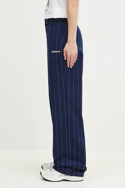 adidas Originals trousers PINSTRIPE PANTS women's navy blue color