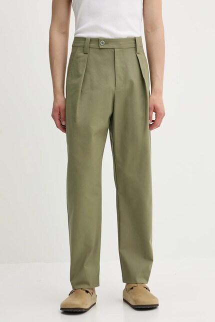 A.P.C. cotton trousers pantalon renato men's green color COHFU