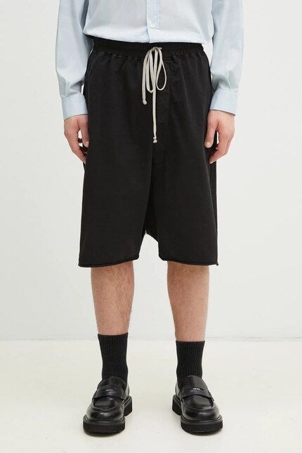 Rick Owens cotton shorts Drawstring Pods men's black color
