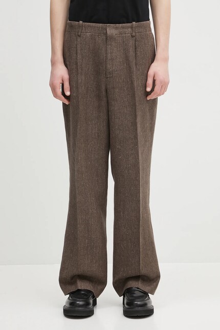 Our Legacy linen trousers Borrowed Chino brown color M2254BTC at