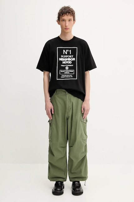 NEIGHBORHOOD cotton trousers Wide Cargo Pants green color 251SPNH