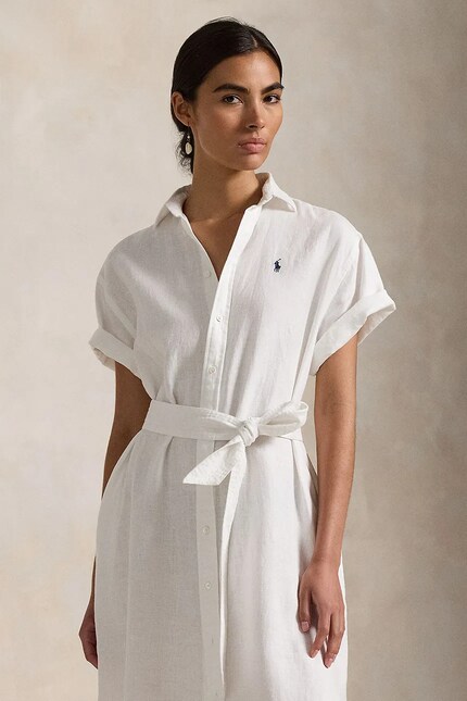 linen cotton mini dress Lime Cotton Linen A-Line Mini Dress main image 1