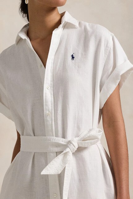 linen dress button up DONNI Linen Relaxed Shirt in Powder M