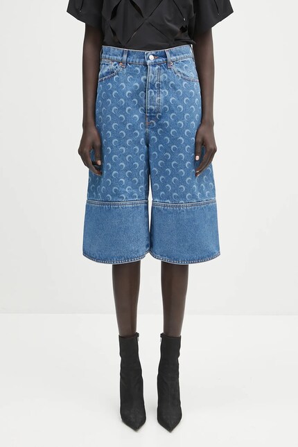 パンツ Marine Serre Moon Laser Denim Bermudas Marine Serre denim shorts Moon Laser Denim Skater PRM EU