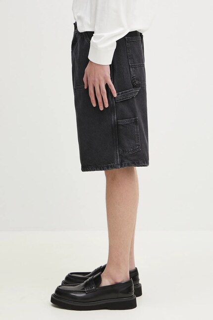 Carhartt WIP denim shorts Double Knee Short men's black color