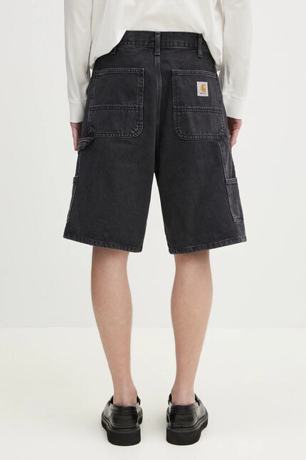 Carhartt WIP denim shorts Double Knee Short men's black color
