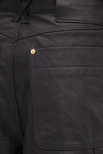 Wales Bonner leather shorts Ivy black color US25LE03.LE02.999 at