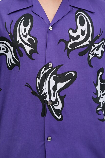 Needles shirt x Kae Tanaka S/S One-Up violet color relaxed QV432